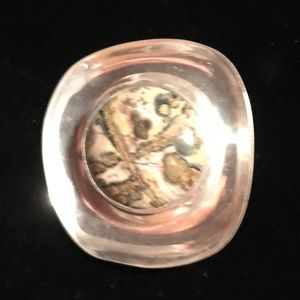 Sterling Silver Leopardskin Jasper Pendant Brooch